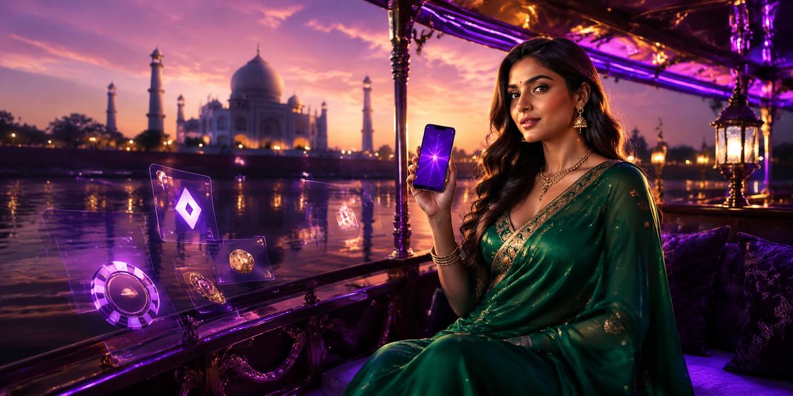 Taj Mahal view with casino app concept, India