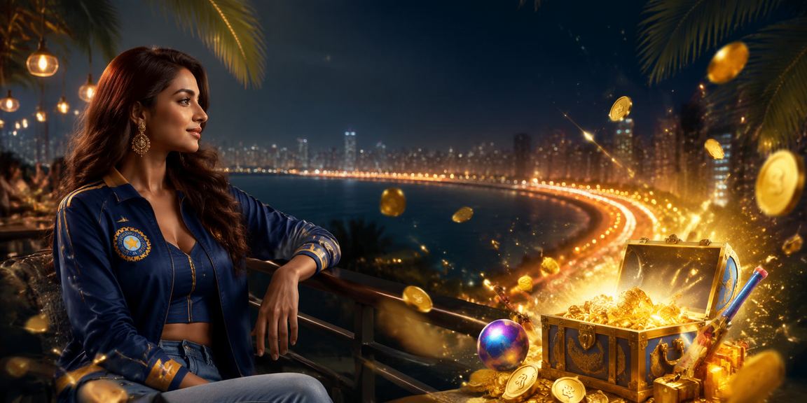 Mumbai Marine Drive beach with cricket betting concept